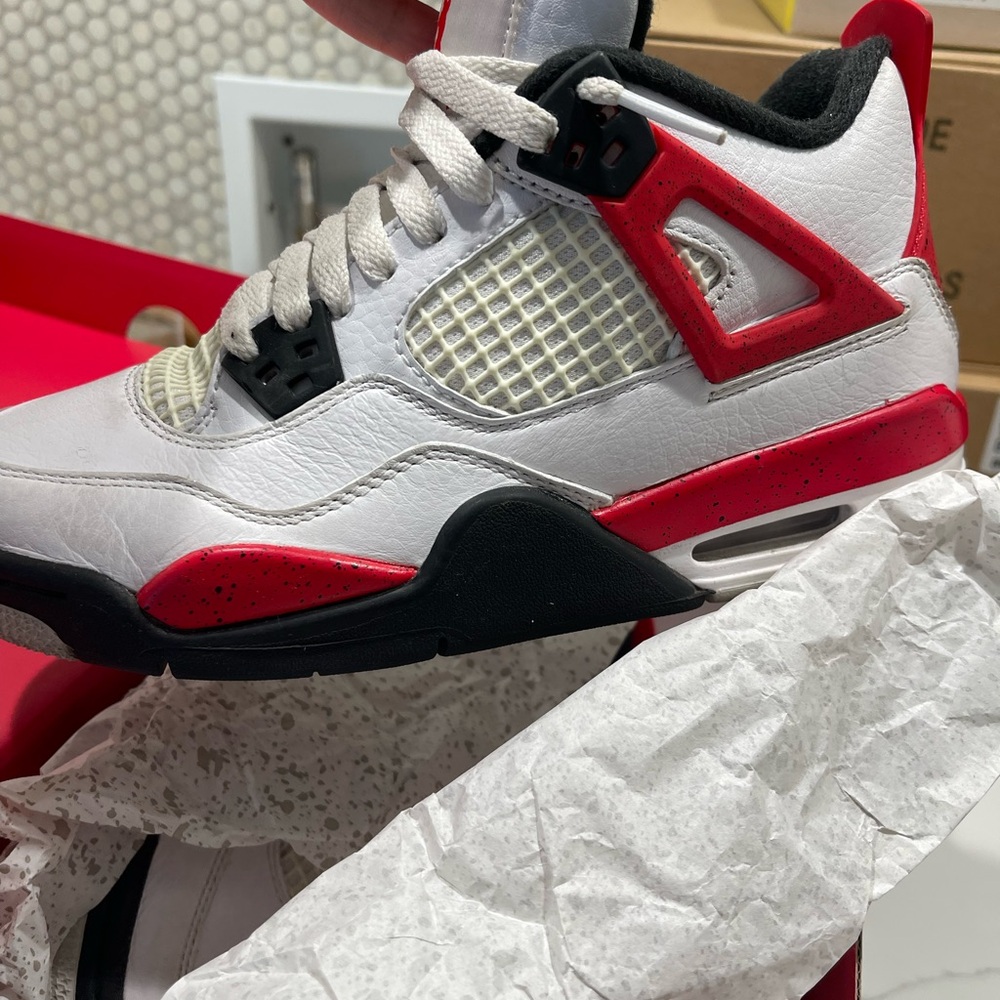 White and Red Athletic Sneakers